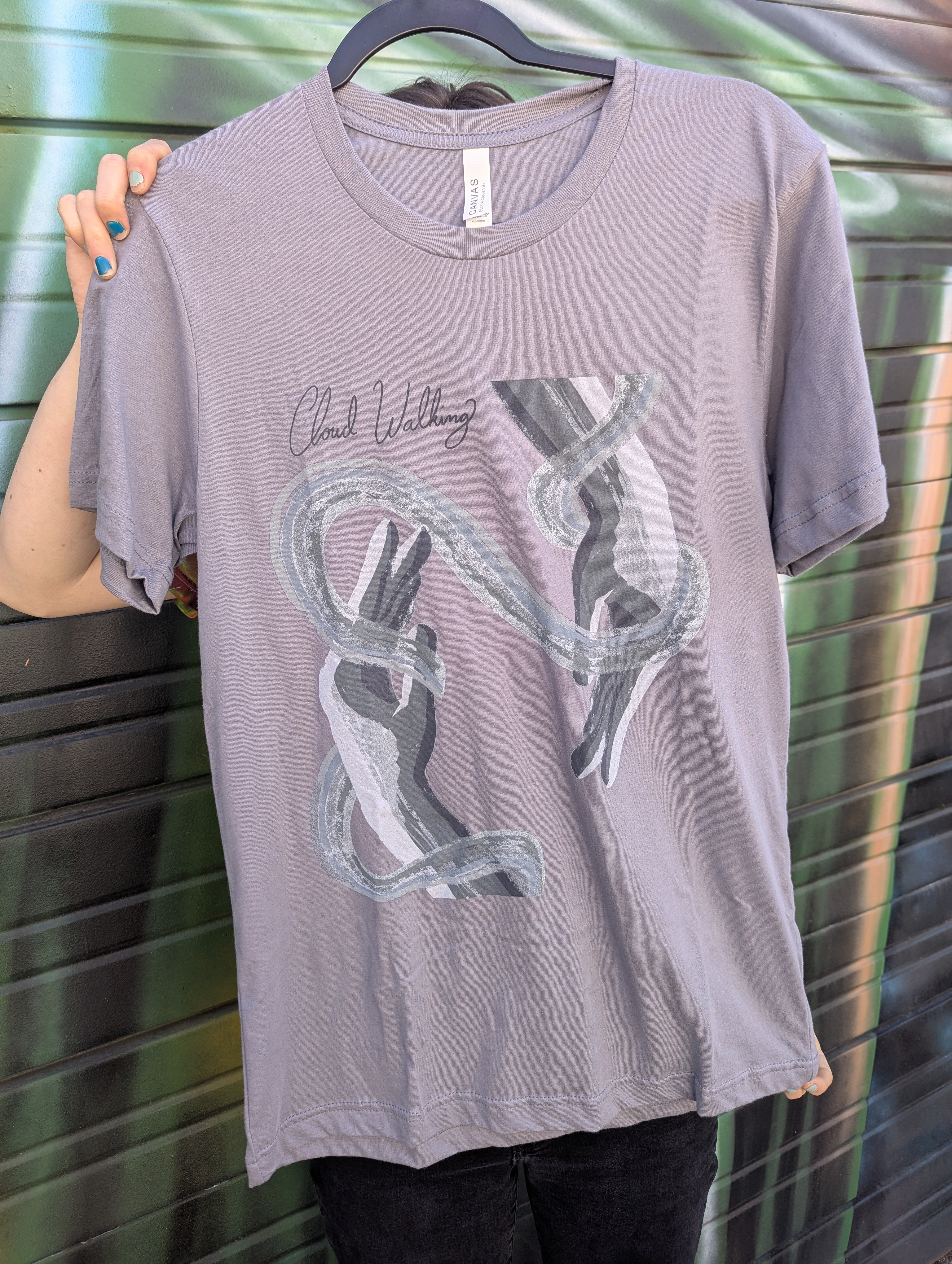 Cloud Walking Rainbow Hands Tee - Gray