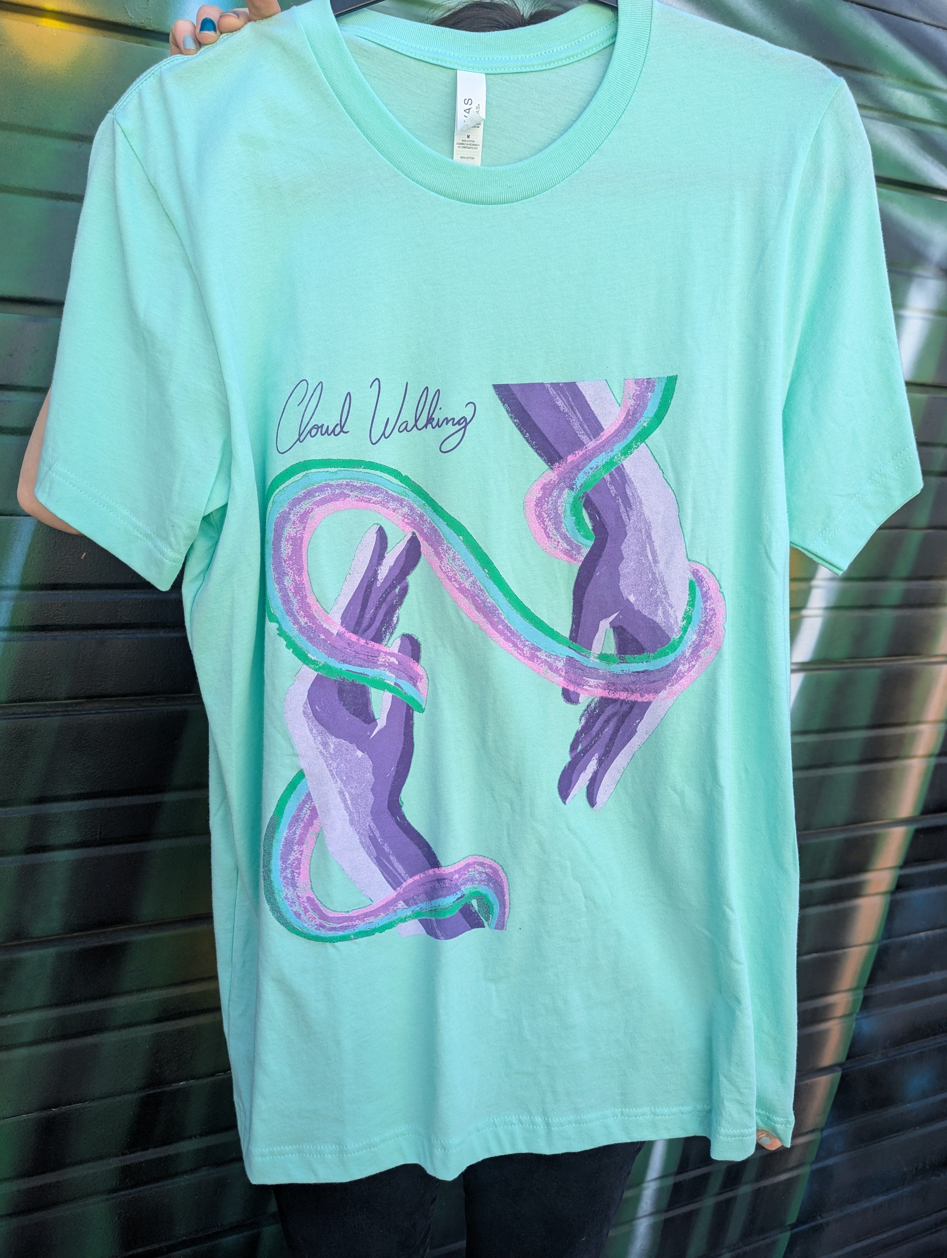 Cloud Walking Rainbow Hands Tee - Teal