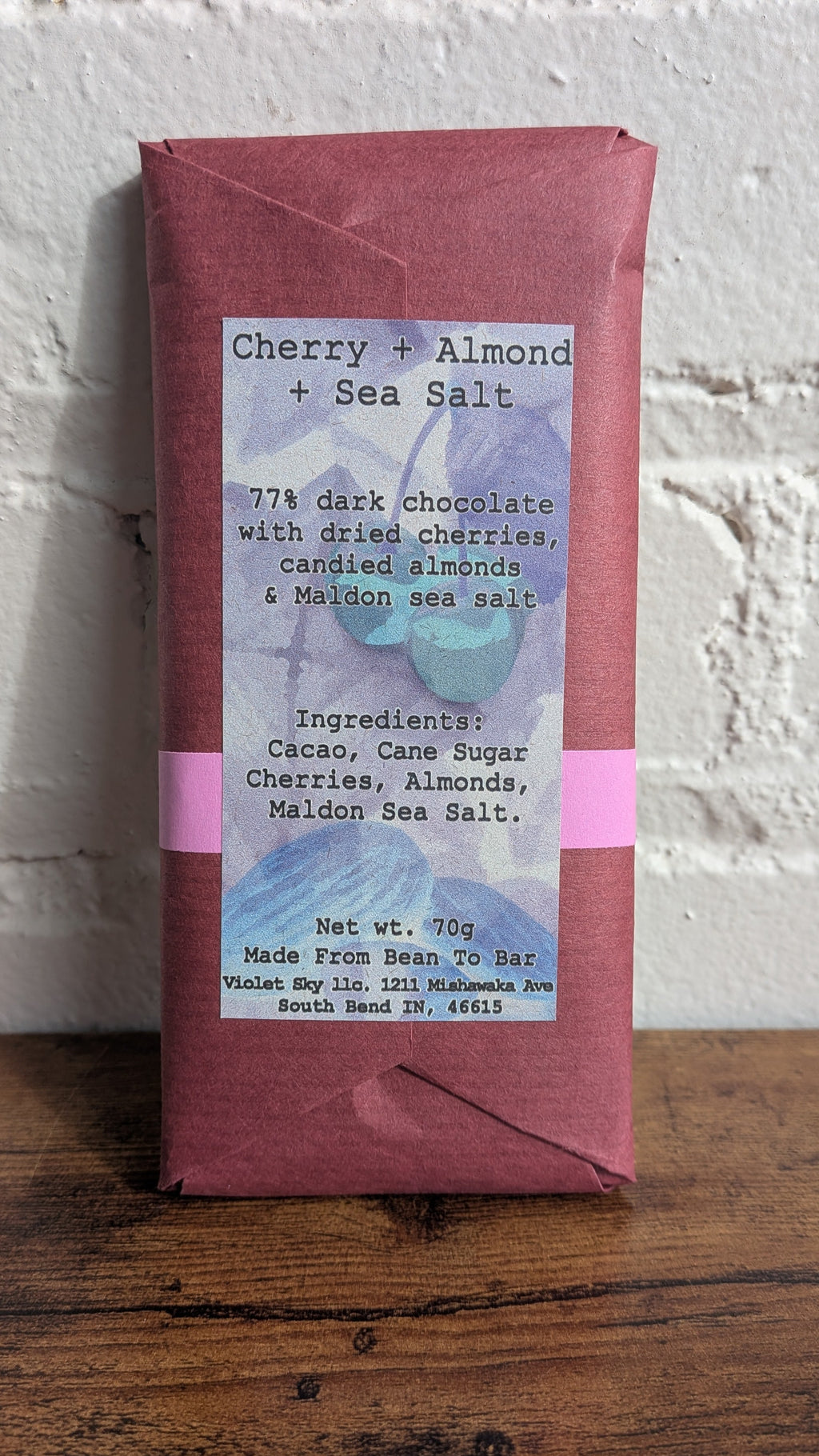Cherry + Almond + Sea Salt 77% Dark Chocolate